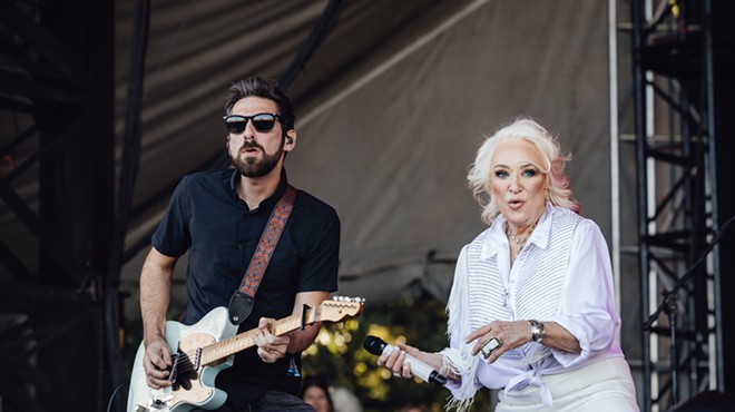 Tanya Tucker giving her trademark shimmy during her set on the T-Mobile stage at Austin City Limits in 2023.