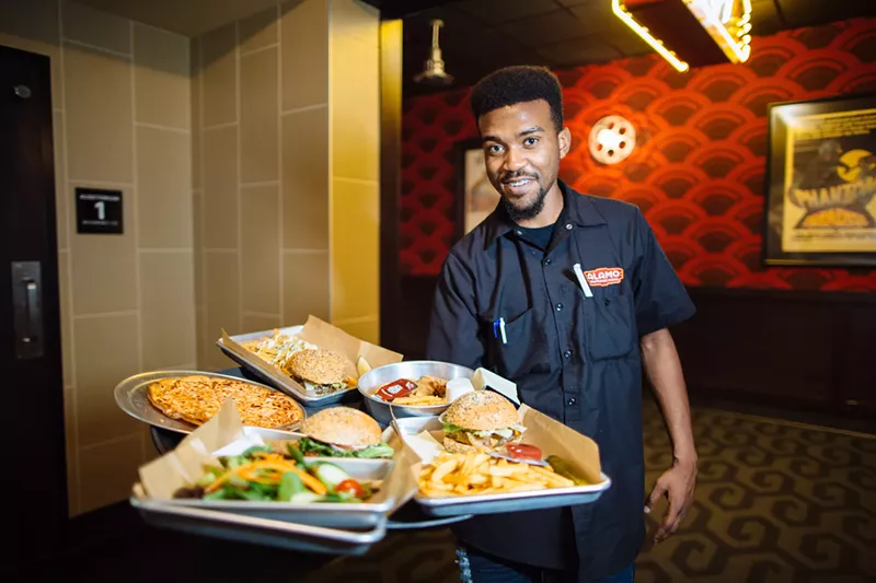 Image: the alamo drafthouse servees a full menu of mostly handheld foods