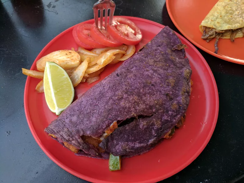 Image: Taquero's Taco Olmeca is loaded to the max with meat, cheese and peppers.