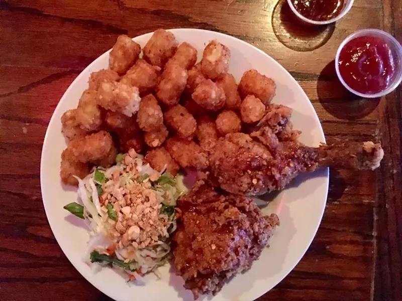 Image: Crunchy Vietnamese fried chicken and cole slaw with fish sauce star at Cosmo's for $12.