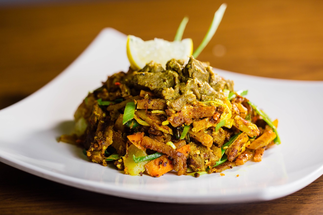 SpicyZest's mutton kottu is a mixture of curried meat, vegetables and strips of flatbread.