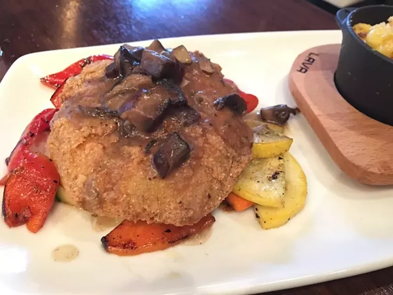 Image: The vegan chicken-fried steak at V-Eats in Trinity Groves.