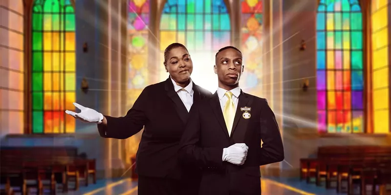 Image: Black church culture takes center stage at Dallas Theater Center. Liz Mikel is Sis and Zachary J. Willis is Pickles.