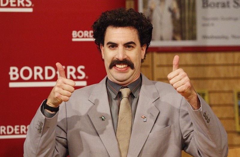 Borat had a "very nice" time in Texas in the sequel Borat Subsequent Moviefilm. High five.