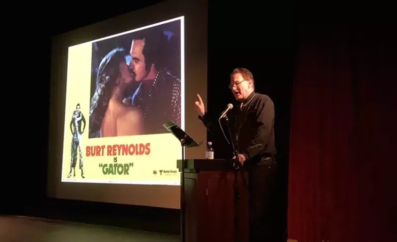 Image: Drive-in movie critic Joe Bob Briggs takes an audience in Boston through the history of the redneck in film.