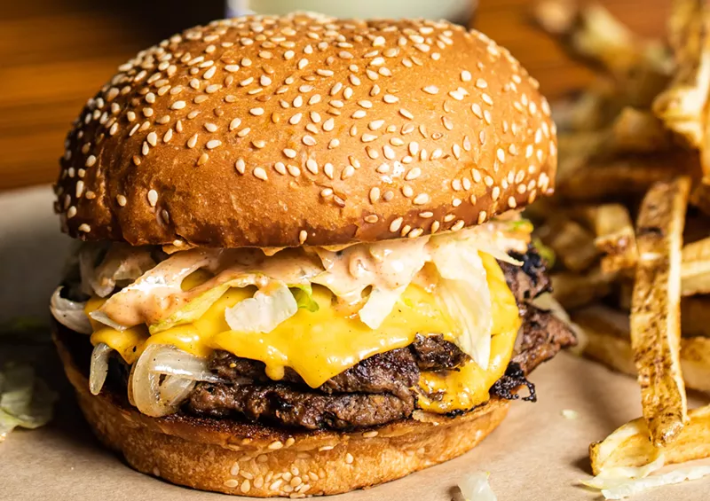 Image: Looking forward to the Roy G's double cheeseburger with pummeled-into-the-grill patties, American cheese, and grilled onions.