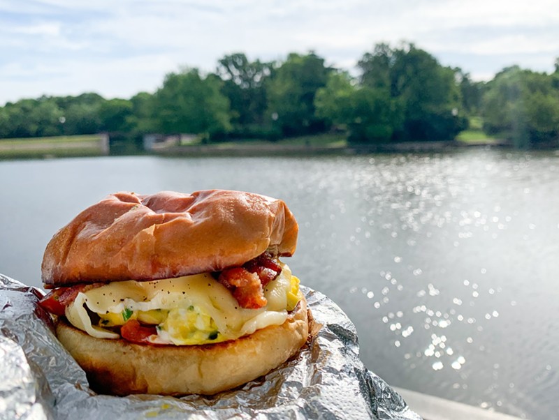 The 7 o'clock breakfast sandwich from Whisk in West Dallas at Kidd Springs Park.
