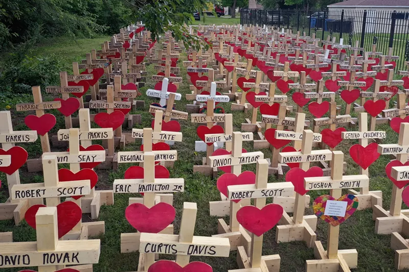 Image: Artist Greg Zanis and his organization Crosses for Losses memorialize the victims of mass shootings.