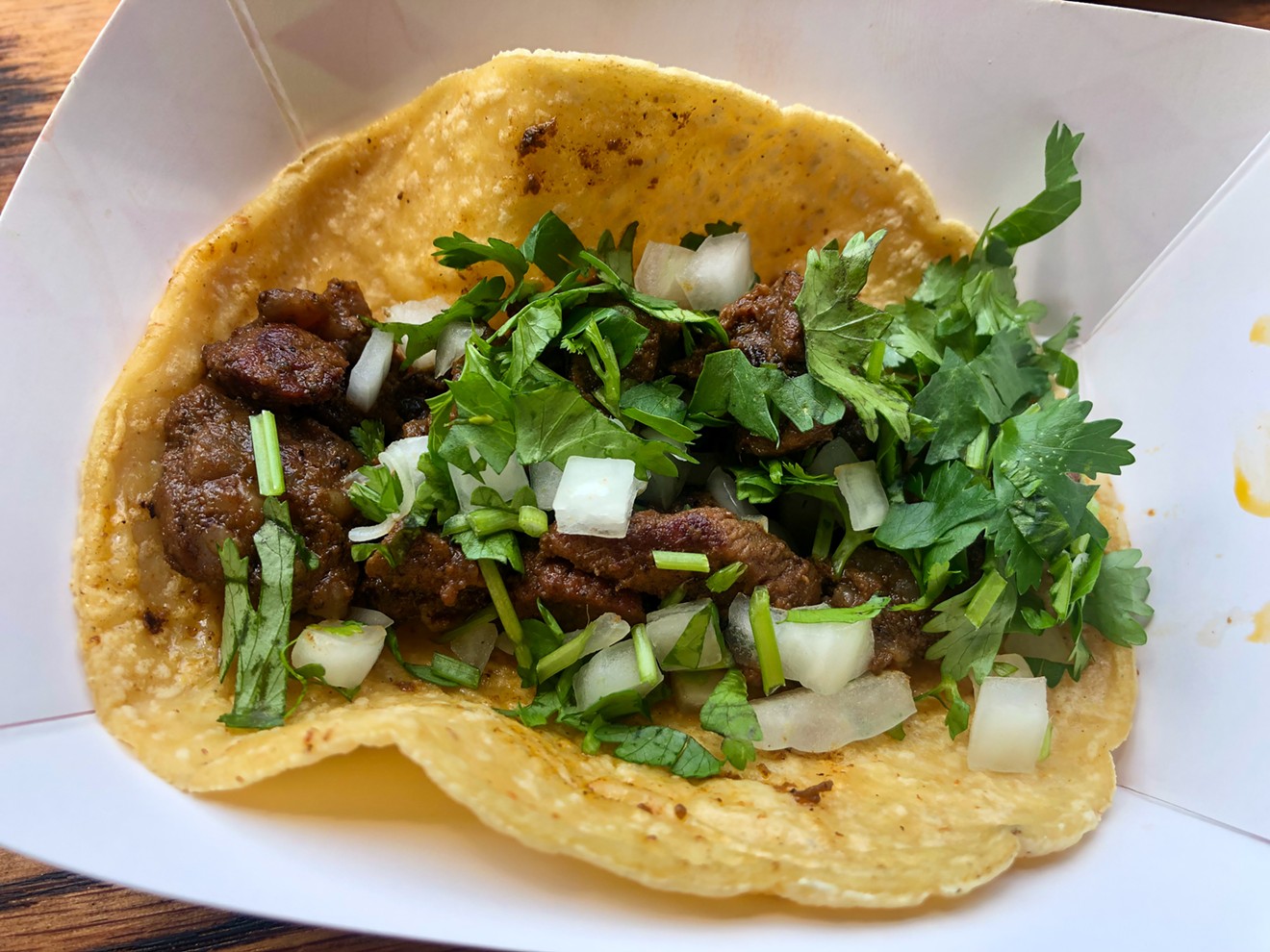 Asada taco at Del Sur Tacos