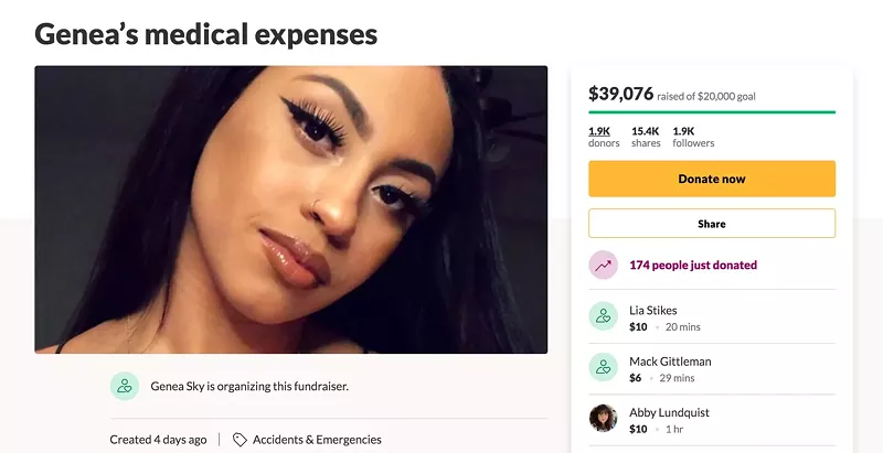Image: Genea Sky's GoFundMe page has caused some controversy, but donations doubled the expected goal.