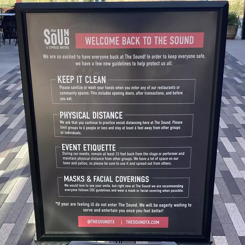 Image: The Sound at Cypress Waters in Coppell has guidelines that musicians should remember if they're gigging during the pandemic.