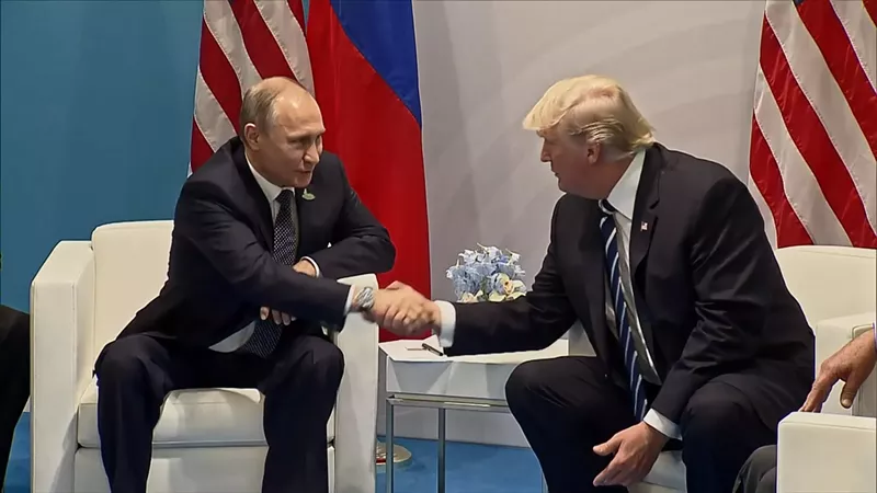 Image: Attempting to make sense of the connection between Donald Trump (right) and Vladimir Putin, director Jack Bryan' s Active Measures is a documentary with only a few shots that last longer than a second or two.