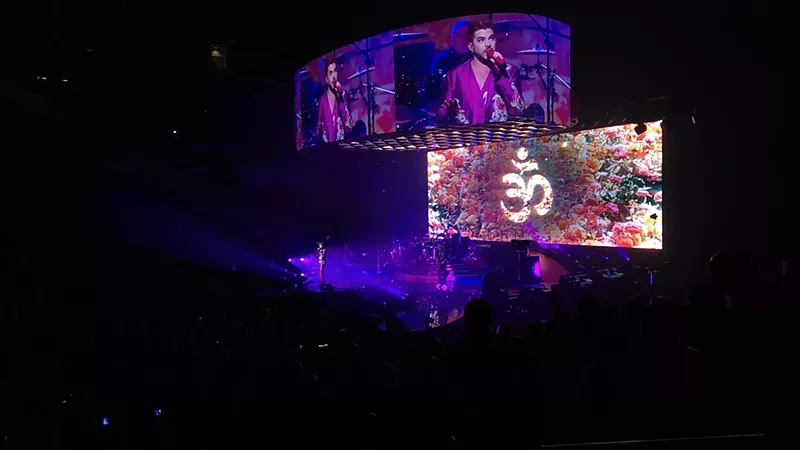 Image: Queen's set Friday was backed up by an elaborate light show, videos and archival footage from the band's era with iconic frontman Freddie Mercury.
