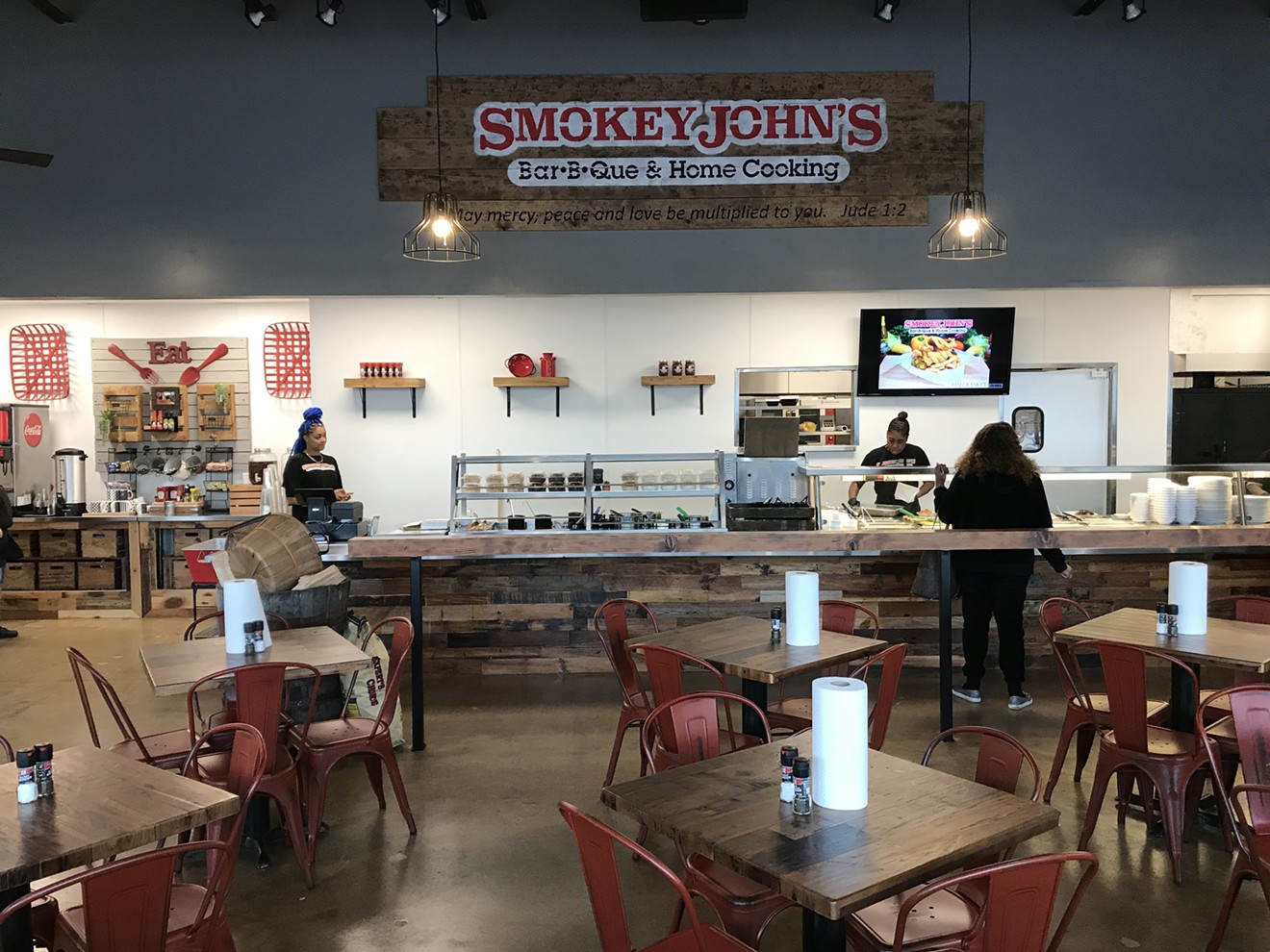 The newly renovated Smokey John's BBQ, which closed over a year ago after a devastating fire.