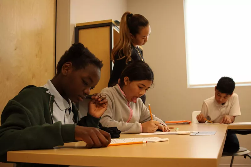 Image: Children working on a project at Heart House in Dallas' Vickery Meadow.