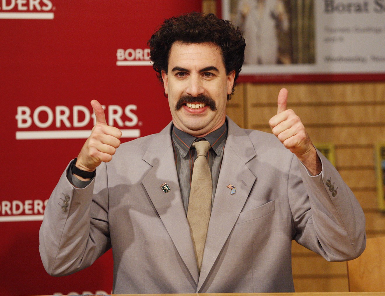 Borat had a "very nice" time in Texas. High five.