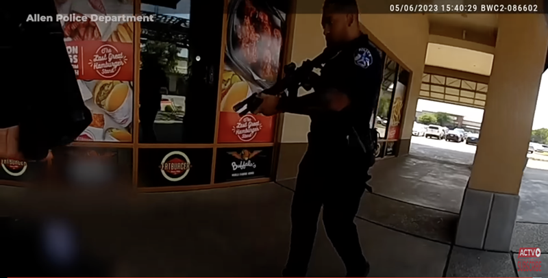 An Allen police officer is seen on bodycam footage approaching Mauricio Garcia after he was shot by another officer.