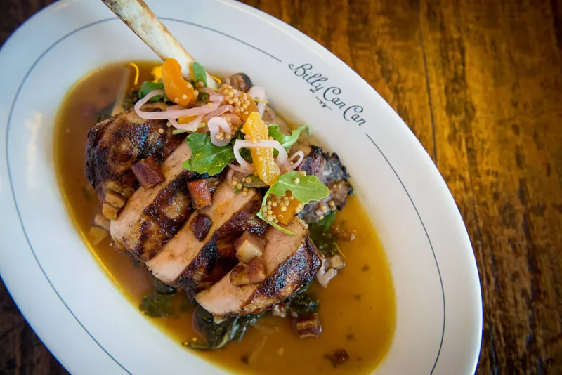 Image: Long-boned pork chop at Billy Can Can is one of the meals available during Restaurant Week. The three-course meal is $49.