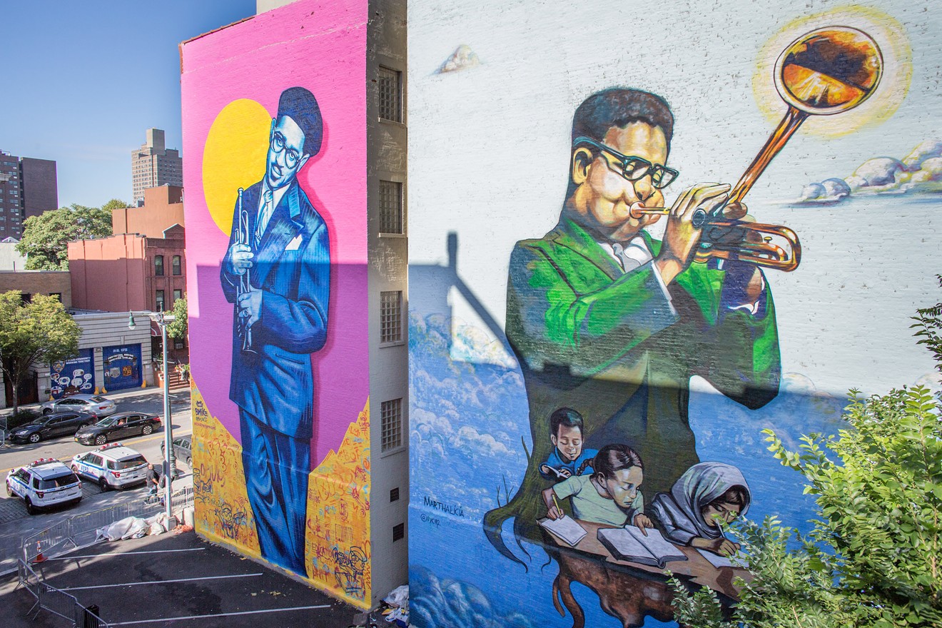 Artists Brandan "Bmike" Odums from New Orleans and Marthalicia Matarrita from Harlem contributed murals of jazz legend John Birks "Dizzy" Gillespie,  a Harlem icon and outspoken Baha'i.