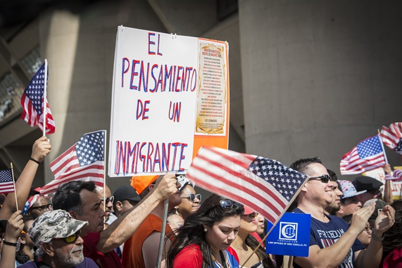 Pro-immigration reform protesters attend the 2017 Dallas Mega March.