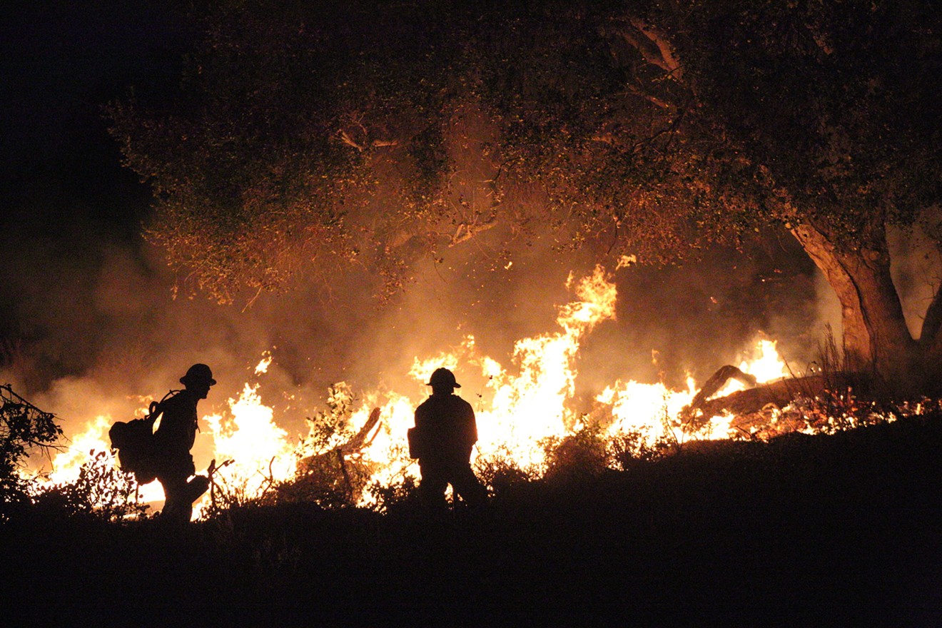 This image from a late 2017 fire near Carpinteria, California, shows what Texas firefighters might face.