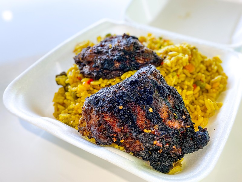 Jerk chicken and fried rice