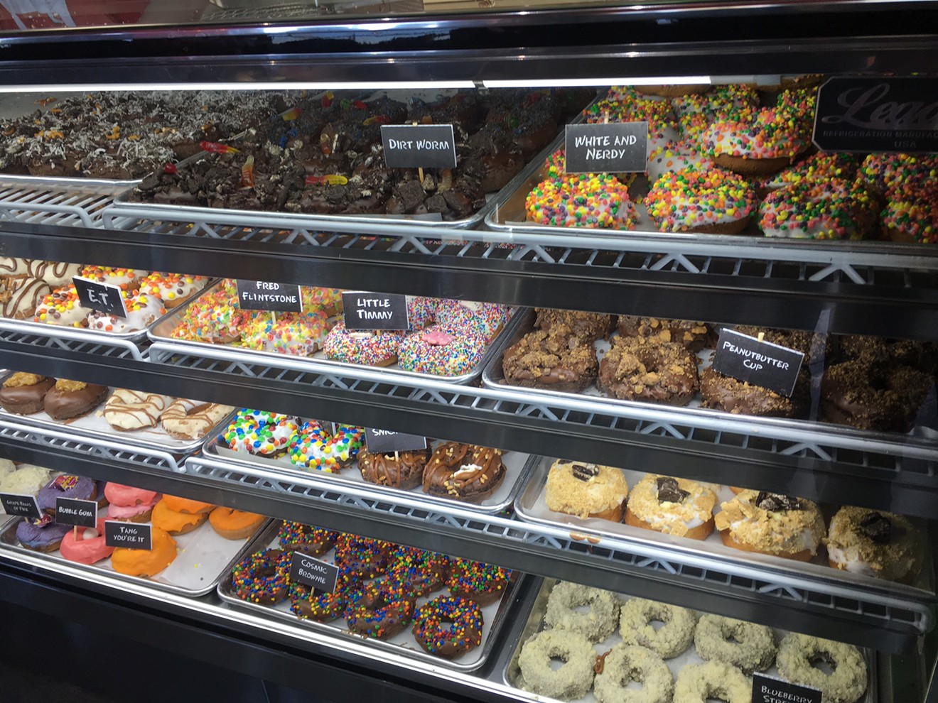 Despite the high levels of business, the cases stay stocked at Hurts Donut.