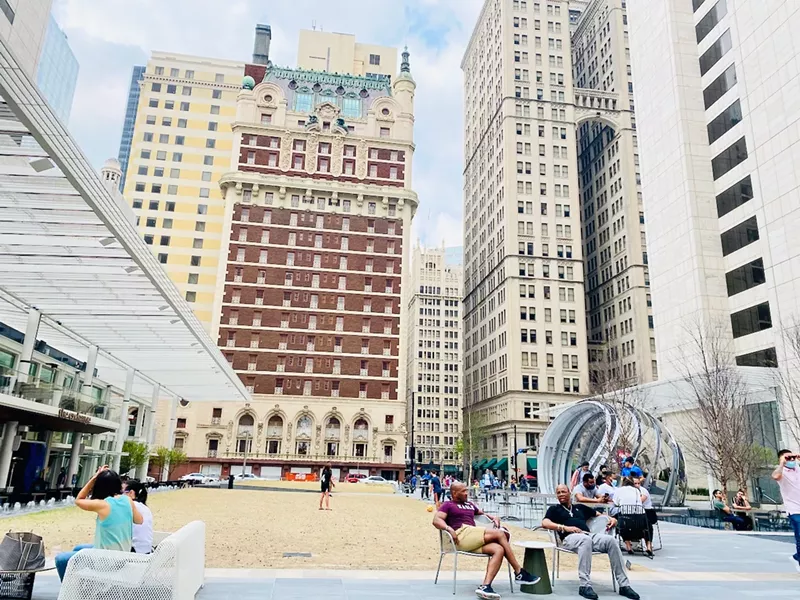 Image: The Exchange food hall is to the left of the large plaza. They'll be welcoming some new local vendors this summer.
