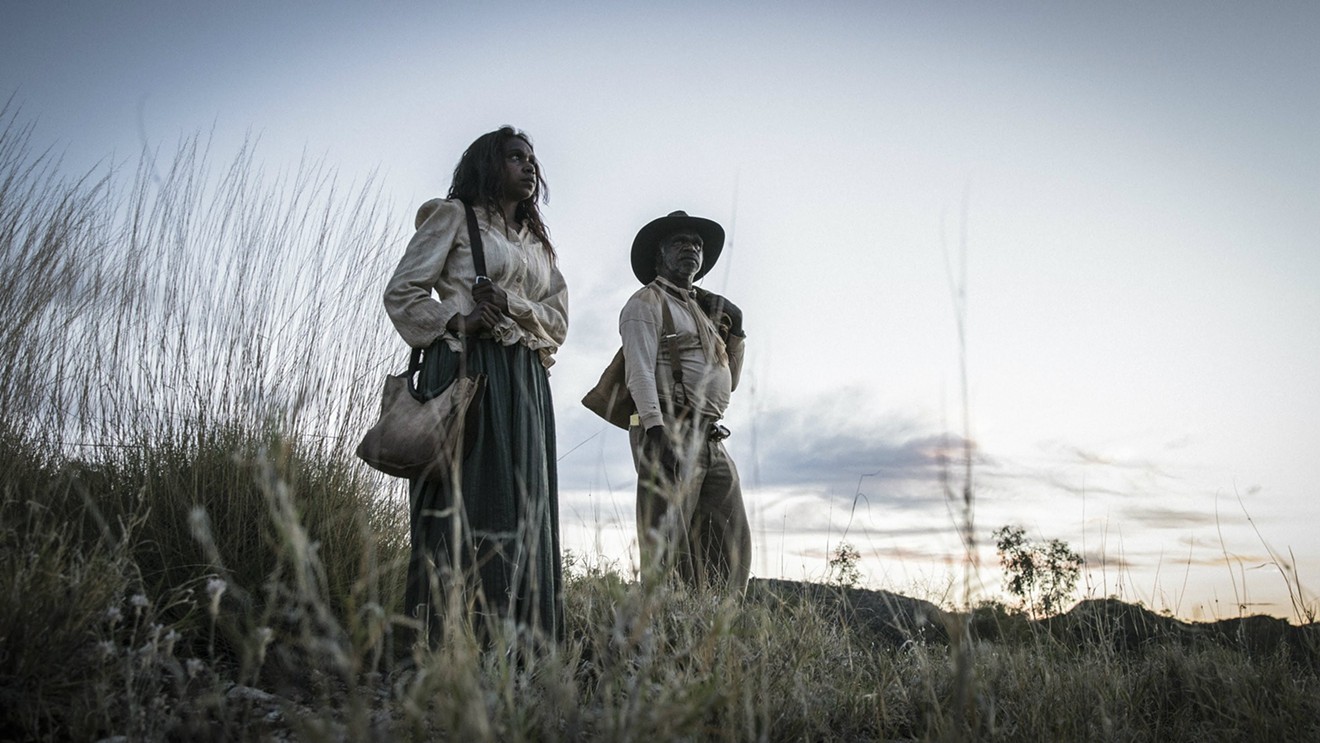Playing a married couple, Hamilton Morris (right) as Sam and  Natassia Gorey Furber as Lizzie have to escape into the outback in Warwick Thornton’s Aussie Western Sweet Country.