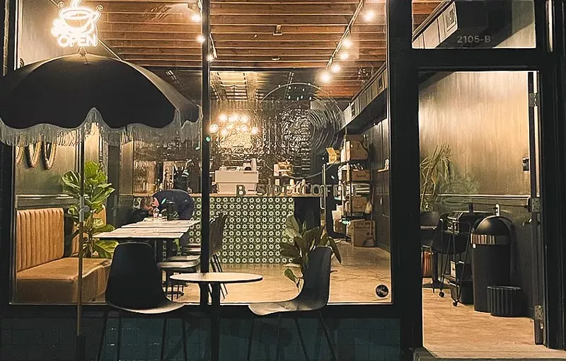 Image: The interior of B-Side Coffee in Oak Cliff