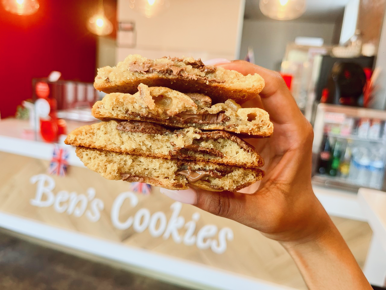 Ben's chocolate chip cookies are baked fresh with large chunks of Belgium-sourced chocolate.