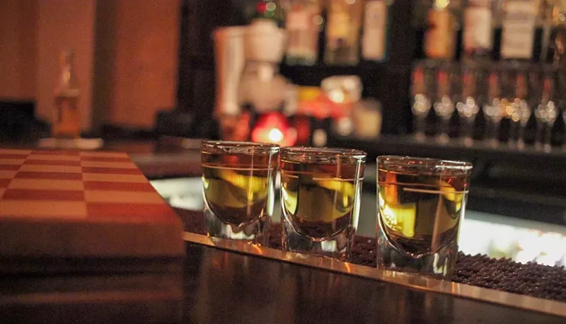 Image: Whiskey shots at Mike's Gemini.