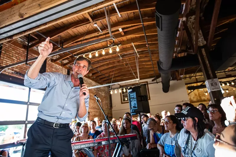Image: Beto O'Rourke held court at Four Corners Brewery in Dallas in July 2018.