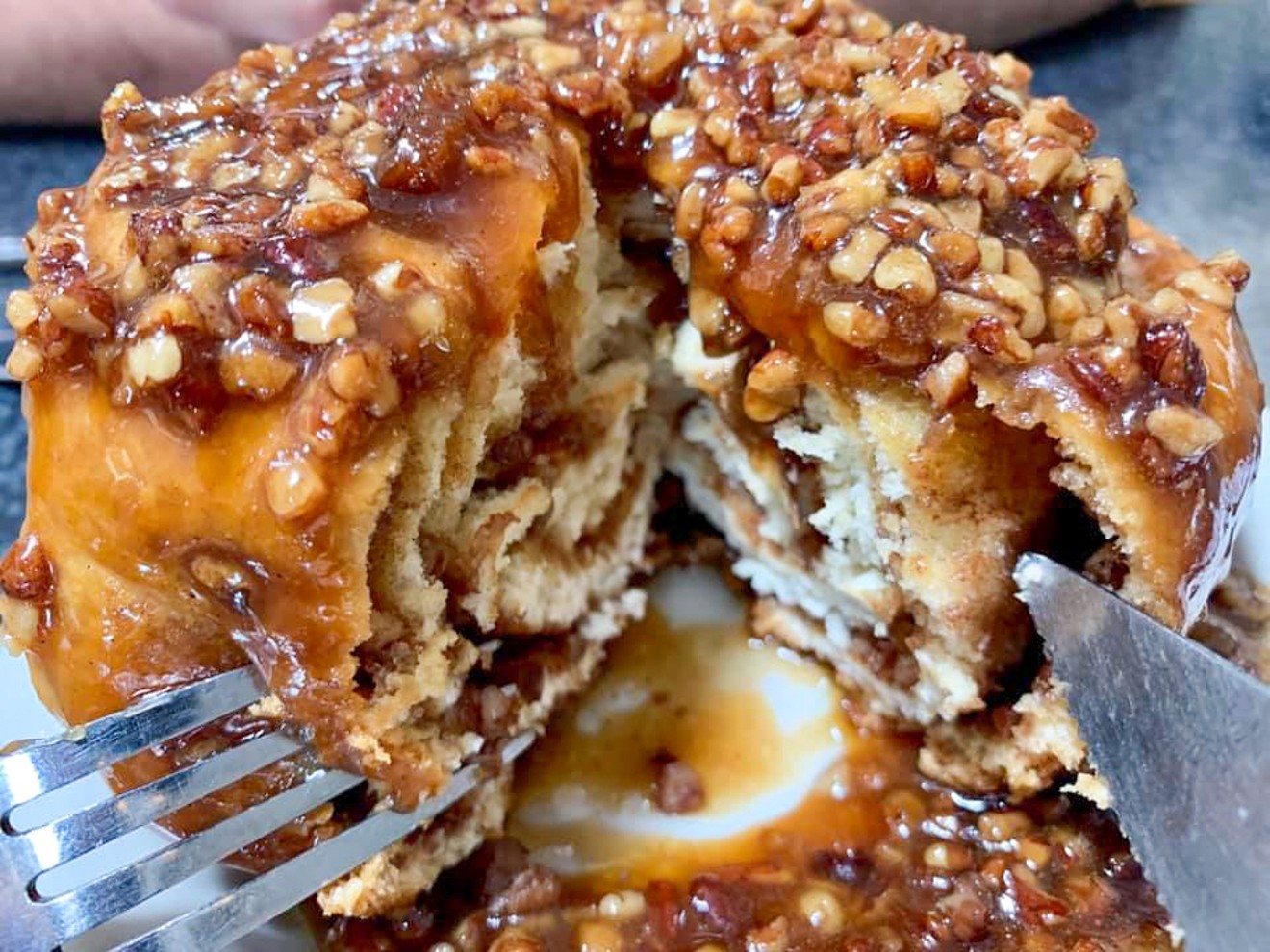 The sticky bun from Crossroads Diner: We don't want to be hackneyed and repeat what an awful year 2020 has been. That picture of a thing we can't have anymore, at least for now, says it better. FU 2020.