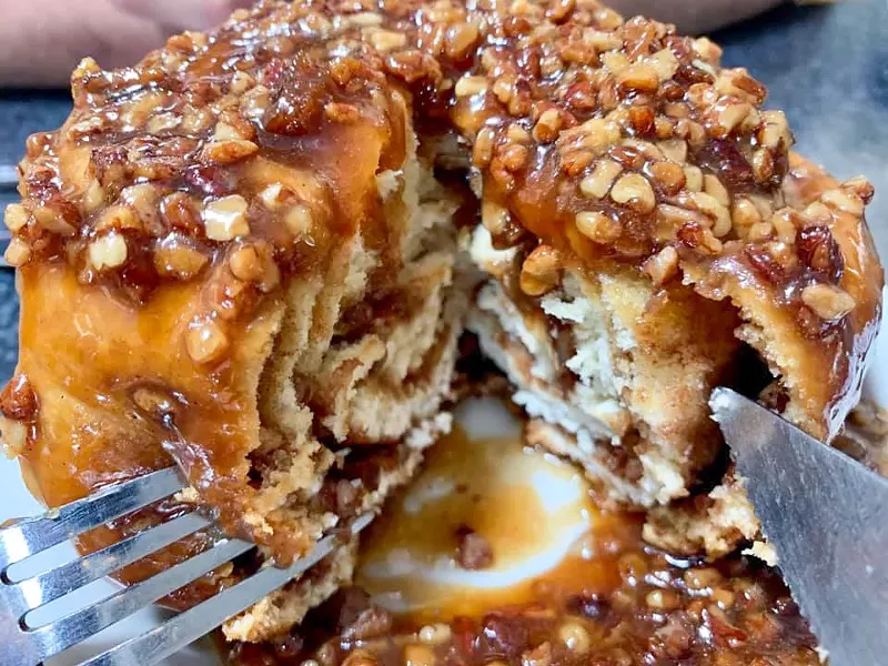 Image: The sticky bun from Crossroads Diner: We don't want to be hackneyed and repeat what an awful year 2020 has been. That picture of a thing we can't have anymore, at least for now, says it better. FU 2020.