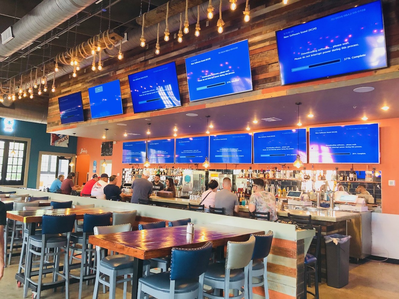 Inside the bar with TVs: squint your eyes and imagine the Rangers, Mavericks, Stars and Cowboys.