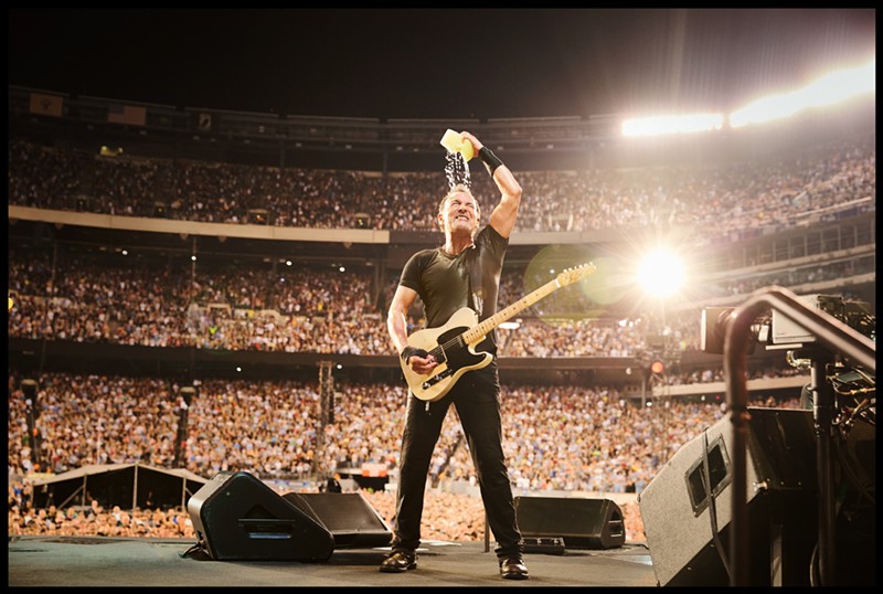 Bruce Springsteen often needs to cool himself off with a sponge full of water during his live shows.