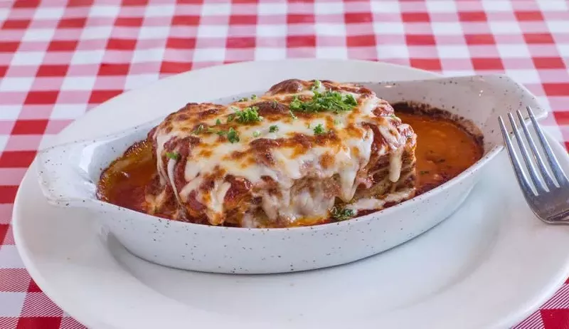 Image: If you forgot a bottle of wine, pop next door to Neighborhood Cellar to grab a red that works with Bocce's homey Italian fare.