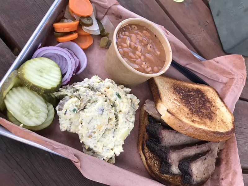 Image: On Tuesdays and Thursdays, you can get one meat, a side and a drink for $10.50 at Bumbershoot Barbecue.