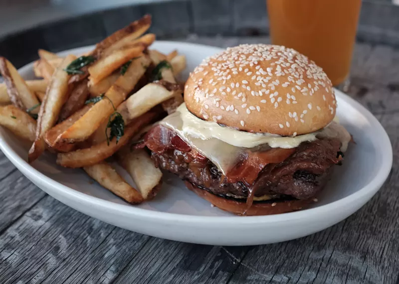Image: The cheeseburger with hand-cut fries at Small Brewpub for $15.