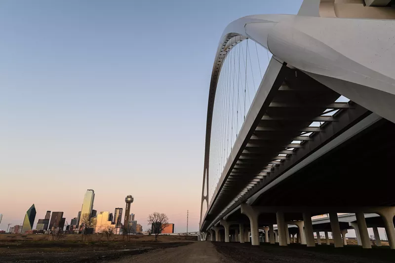 Image: The hike and bike portions of the Margaret McDermott Bridge remain closed because three elements cracked after construction was completed in 2016. The paths, which are separate from the highway, were scheduled to open during the summer.