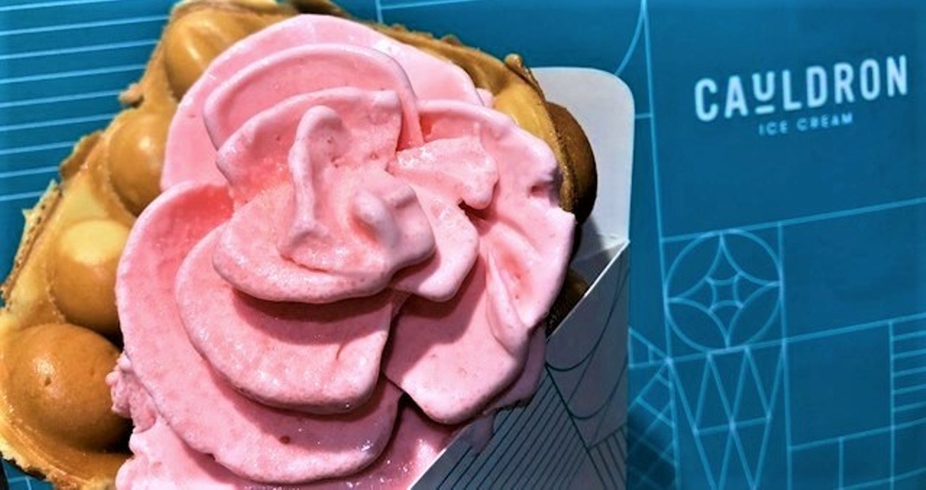 The H20 Rose ice cream puffle cone. Dream manifested.