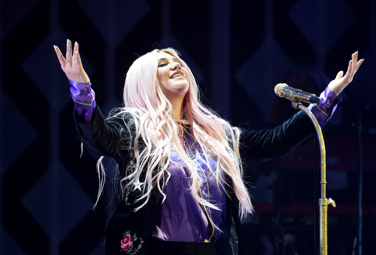 Kesha has a new album out, but she closed her set with her first single, the more superficial "Tik Tok."