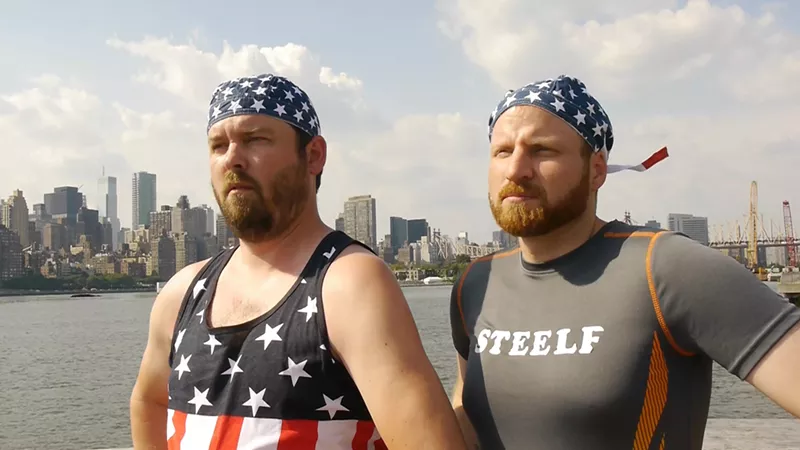 Image: Joe Pickett, left, and Nick Prueher, right, are the subjects of a new comedy documentary called Chop & Steele that shows the legal fallout from a series of pranks they played on local morning news shows and the lifelong friendship their comedy and the long-running Found Footage Festival.