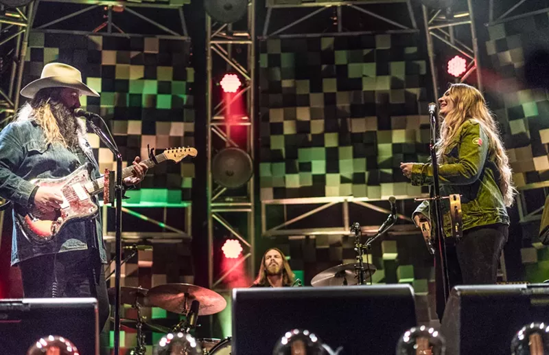 Image: Chris Stapleton performed with his wife, singer-songwriter Morgane, on Saturday night. She tours as a vocalist with her husband's band.