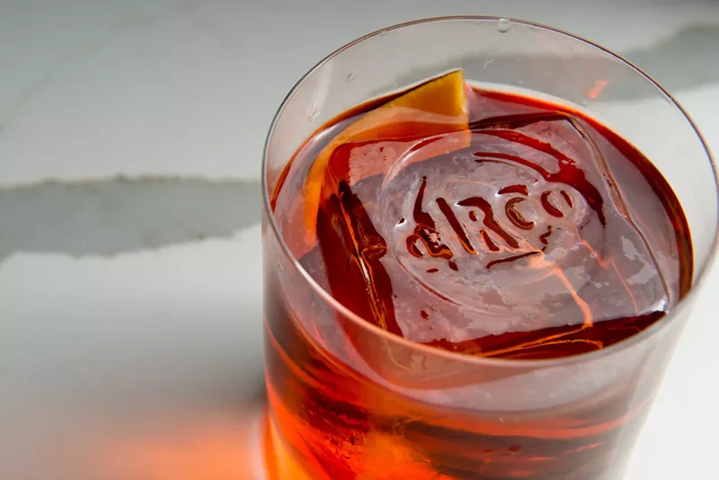 Image: Circo TX uses stamps to brand ice cubes in their cocktails.