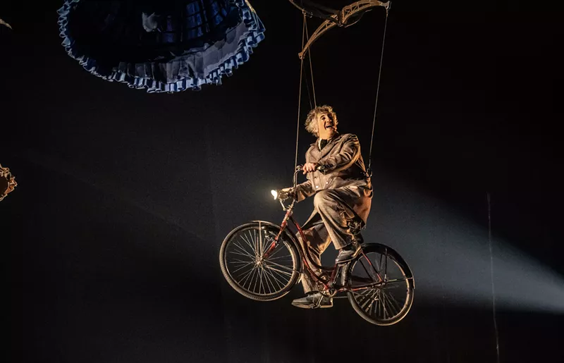 Image: Much of the action is well above the stage floor.