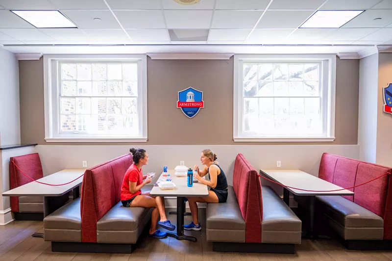 Image: Dining on campus looks different for college students this year.