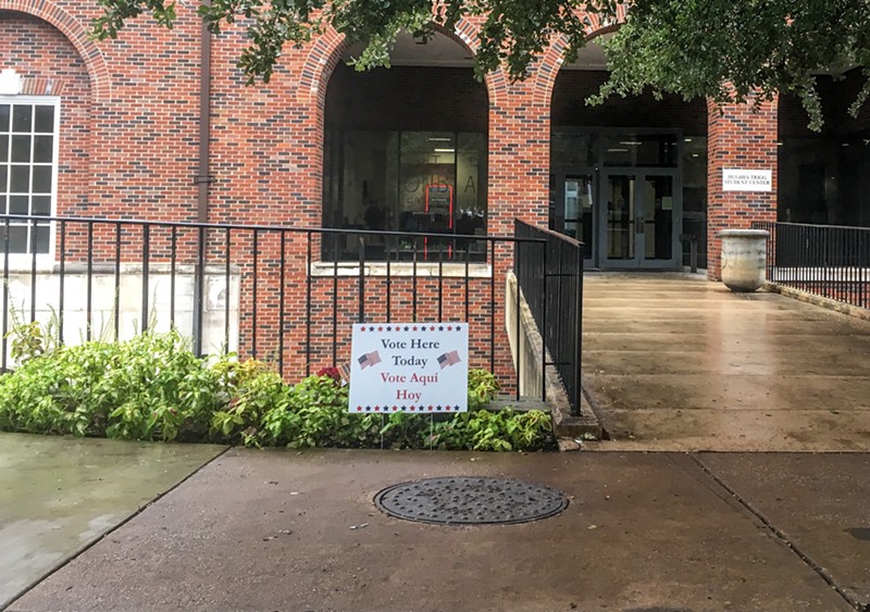 An early voting station on the Southern Methodist University campus