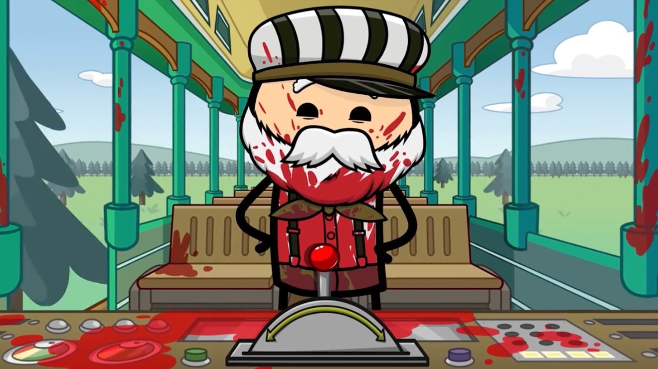 Trolley Tom is forced to make some really tough choices in the upcoming tabletop game Trial by Trolley from Skybound Games and Explosm Entertainment, the Richardson studio behind the Cyanide & Happiness cartoons.